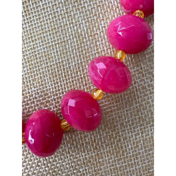 J. Crew Chunky Beaded Pink Statement Necklace With Gold-Tone Accents & Lobster C - Picture 8 of 10